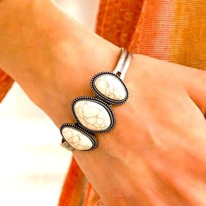 Silver Bracelet with white antique stones